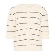 Soaked in Luxury Vit Svart Rad Cardigan Tröja White, Dam