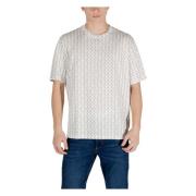 Armani Exchange Beige T-shirt med rund hals och tryck Beige, Herr