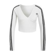 Adidas Vit Långärmad V-ringad T-shirt White, Dam