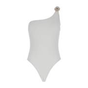 Anjuna Vit One-Shoulder Baddräkt med Rhinestone Detalj White, Dam