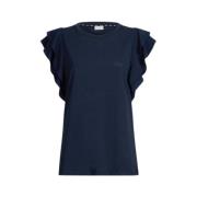 Liu Jo Rynkad Ärm Mode T-Shirt Blue, Dam