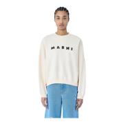 Marni Logo Print Crewneck Sweatshirt Beige, Dam