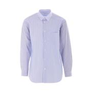 Comme des Garçons Randig Patchwork Poplin Skjorta Blue, Herr