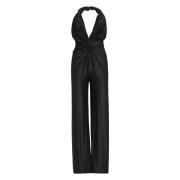 COSTARELLOS Samlad Öppen Rygg Jumpsuit Black, Dam