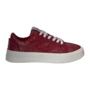 GCDS Bordeaux Monogram Sneaker med Logo Red, Dam