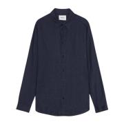 NN07 Premium Linne Navy Blue Skjorta Blue, Herr