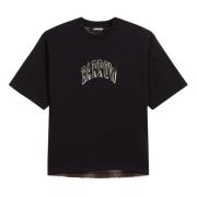 BARROW Oversized Unisex Jersey T-shirt med rutig baksida Black, Herr