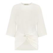 AMBUSH Gathered Front Detail Viscose T-shirt White, Dam