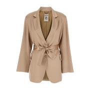 Semicouture Klassisk Beige Silkeblandad Jacka Beige, Dam