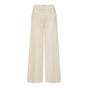 Seductive Mid Waist Wide Leg Trousers Beige, Dam