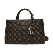 Guess Lyxig Satchel Dorys Logo Mocha Brown, Dam