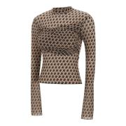 AVAVAV Monogram Logo Sweater Top Beige, Dam