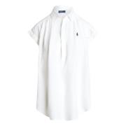 Polo Ralph Lauren Vit Linne Popover Skjorta White, Dam