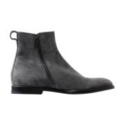 Dolce & Gabbana Grå Läder Chelsea Dragkedjeboots Gray, Herr