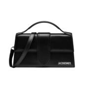 Jacquemus Svart läder crossbody väska med justerbar rem Black, Dam