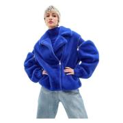 Cesare Gaspari Faux Fur &amp; Shearling Jackets Blue, Dam