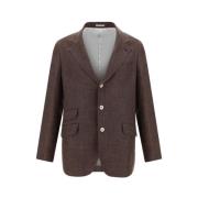 Brunello Cucinelli Linne Blazerjacka med Revers Brown, Herr