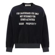 Golden Goose Bomull crew-neck sweatshirt med ribbkant Blue, Herr