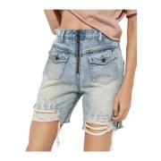 One Teaspoon High Waist Bridgette Denim Shorts Blue, Dam