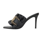 Versace Jeans Couture Svarta sandaler med barockspänne Black, Dam