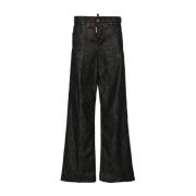 Dsquared2 Svarta Denim Wide Leg Byxor Black, Dam