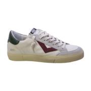 4B12 Italienska vita lädersneakers med grå mockatå White, Herr