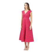 Max Mara Fuchsia Blommig Midi Klänning Pink, Dam