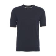 Paolo Pecora Blå Crew Neck T-shirt Snygg Casual Blue, Herr