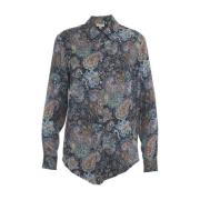 Himon's Blå Paisley Print Blus Multicolor, Dam