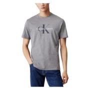 Calvin Klein Jeans Grå Tryckt T-shirt med Rund Hals Gray, Herr