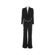 Elisabetta Franchi Svart Crêpe Jersey Jumpsuit Overall Black, Dam