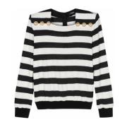 Balmain Svart Randig Jerseytopp Black, Dam