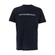 Emporio Armani Blå Crewneck T-shirt med Logotyp Bokstäver Blue, Herr