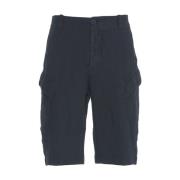 Transit Blå Linne Cargoshorts Stilfull Modell Blue, Herr