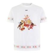 Off White Slim Tee med Putti Design White, Herr