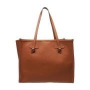 Gianni Chiarini Brun Läder Shopper Väska Brown, Dam