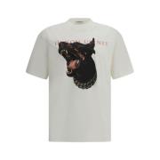 IH NOM UH NIT Doberman Print Crew Neck T-Shirt White, Herr