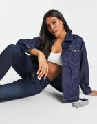 G-Star – 3301 Real – Mörkblå jeansjacka i boyfriend-modell med skärp-M...