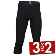 Dovre Wool Three Quarter Long Johns Svart ull Small Herr