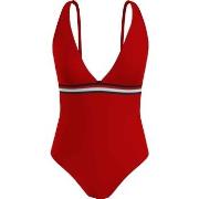 Tommy Hilfiger Plunge One Piece Swimsuit Röd Medium Dam