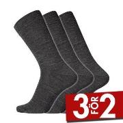 Dovre Strumpor 3P No Elastic Twin Socks Mörkgrå bomull Strl 45/48 Herr