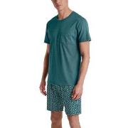 Calida Relax Imprint O Neck Short Pyjama Turkos bomull Medium Herr