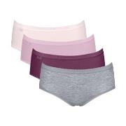 Sloggi Trosor 4P Basic Plus Midi Color Rosa/Grå bomull 38 Dam