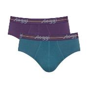 Sloggi Kalsonger 2P For Men Start Midi Lila/Turkos bomull Small Herr
