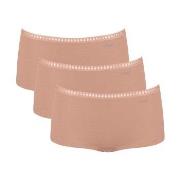 Sloggi Trosor 3P GO Crush Hipster Shorts Ljusbrun bomull Small Dam