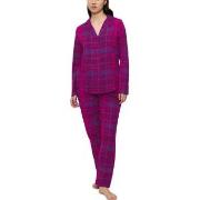 Triumph Boyfriend Long Sleeved Pyjama Set Rutig bomull 38 Dam