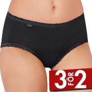 Sloggi Trosor 3P 24 7 Cotton Lace Midi Briefs Svart bomull 38 Dam
