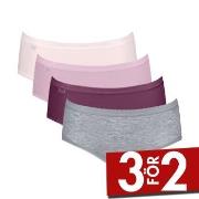 Sloggi Trosor 4P Basic Plus Midi Color Rosa/Grå bomull 38 Dam