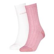 Calvin Klein Strumpor 2P Soft Cotton Stretch Crew Socks Vit/Rosa One S...