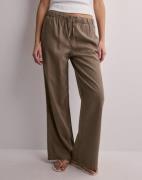 Only - Brun - Onlcaro Mw Linen Bl Pull-Up Pant Cc